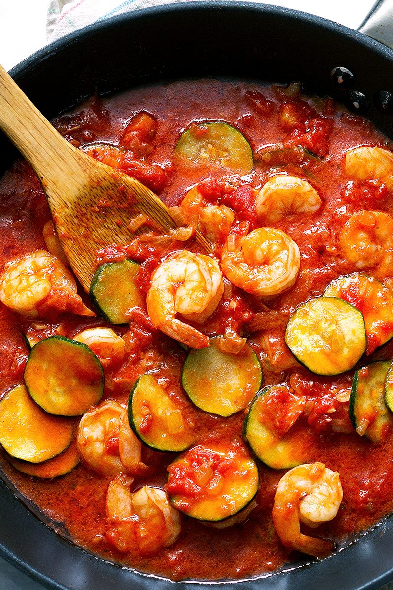 Garlic Tomato Zucchini Shrimp Stir-fry