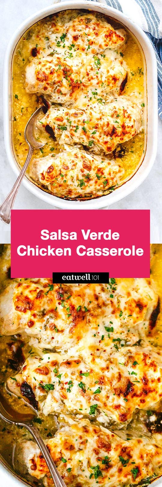 Salsa Verde Chicken Casserole with Cream Cheese and Mozzarella - #eatwell101 #recipe Loaded with flavor and so comforting, it’s seriously good chicken!
Salsa Verde #Chicken #Casserole #CreamCheese #Mozzarella #keto friendly, #glutenfree, #lowcarb